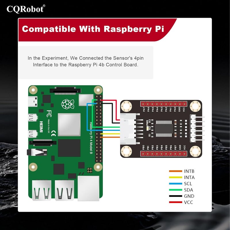 CQRobot MCP23017 IO Expansion Board Compatible with Raspberry Pi/Micro:bit/Arduino/STM32. I2C Interface Control, 2 Signal Pins Increase to 16 Input/Output Pins, Supports UP to 8 Simultaneous Uses. - Image 4